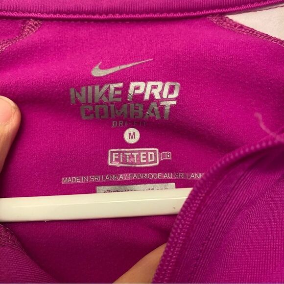 Nike Pro Combat Dri-Fit fitted long sleeve fleece lined quarter zip pullover M - Picture 7 of 9